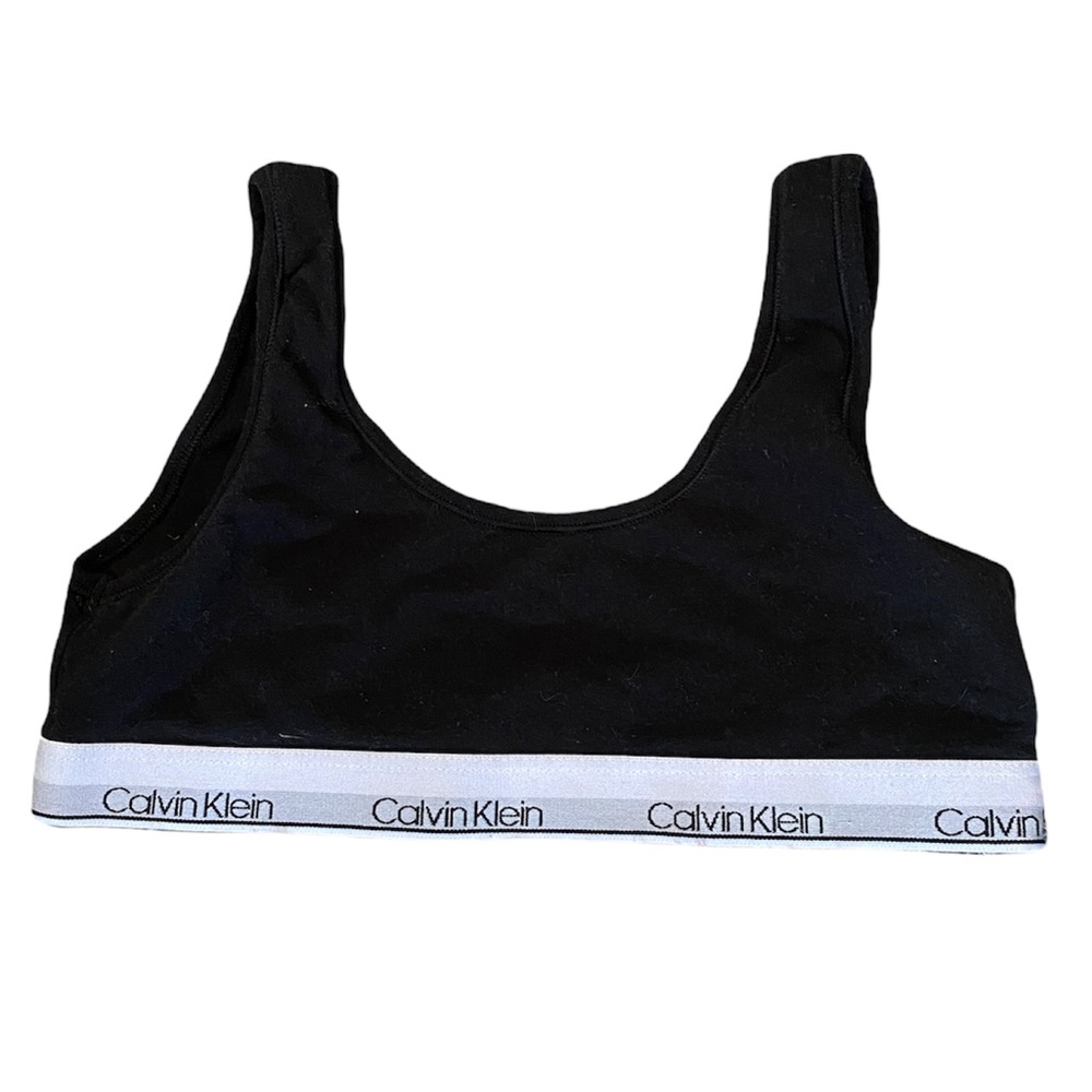 Calvin Klein Girls Black Stretch Cotton Sports Bra (Bralette)